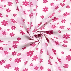 Baumwolljersey pinker Blütenregen - creme