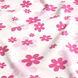 Baumwolljersey pinker Blütenregen - creme