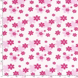 Baumwolljersey pinker Blütenregen - creme