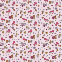 Baumwolljersey Blumenrollschuhe - hellpink