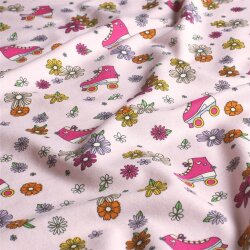 Baumwolljersey Blumenrollschuhe - hellpink