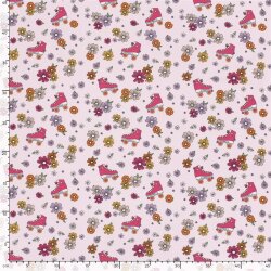 Baumwolljersey Blumenrollschuhe - hellpink