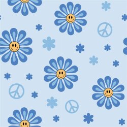 Baumwolljersey Peace Blumen - hellblau