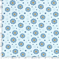 Baumwolljersey Peace Blumen - hellblau
