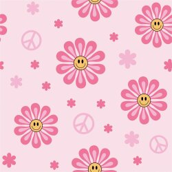 Baumwolljersey Peace Blumen - hellpink