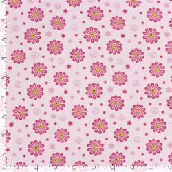 Baumwolljersey Peace Blumen - hellpink