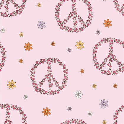 Baumwolljersey Blüten-Peace - hellpink