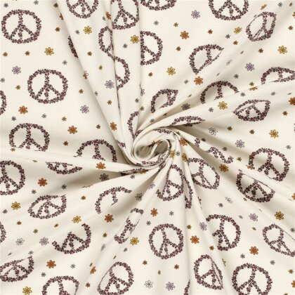 Baumwolljersey Blüten-Peace - creme