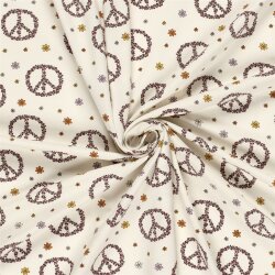 Baumwolljersey Blüten-Peace - creme