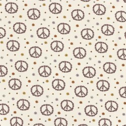 Baumwolljersey Blüten-Peace - creme