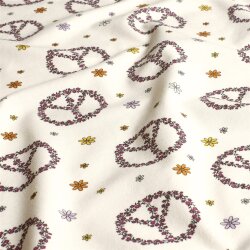 Baumwolljersey Blüten-Peace - creme
