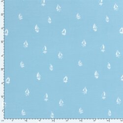 Baumwolljersey kleine Segelboote - dunkeleisblau