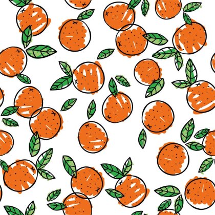 Baumwolljersey Orangen - weiss