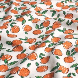 Baumwolljersey Orangen - weiss