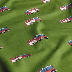 Baumwolljersey Feuerwehrwagen - grasgrün