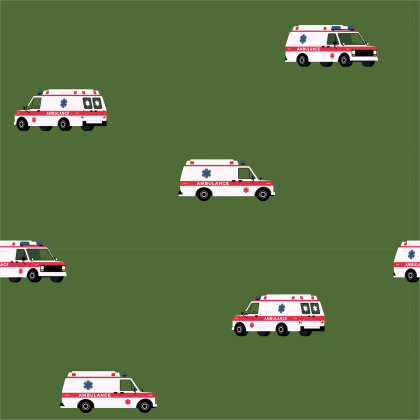 Baumwolljersey Krankenwagen - grasgrün