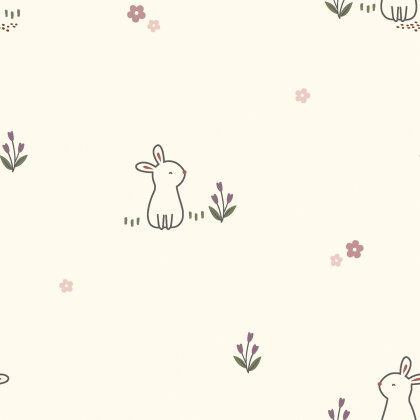 Baumwollpopeline kleiner Hase - creme