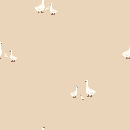 Baumwollpopeline Gänsefamilie - beige