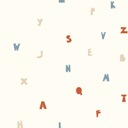 Baumwollpopeline bunte Buchstaben - creme