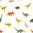 Baumwollpopeline bunte Dinosaurier - creme