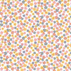 Baumwollpopeline kleine rosa Blumen - altweiss