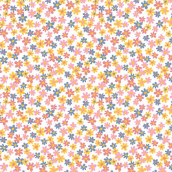 Baumwollpopeline kleine rosa Blumen - altweiss