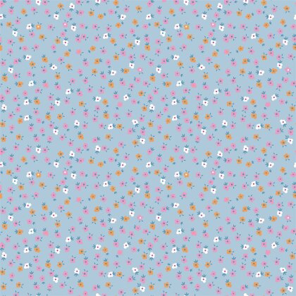 Baumwollpopeline kleine Blümchen - babyblau
