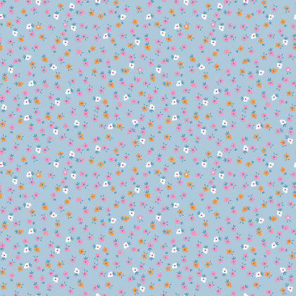 Baumwollpopeline kleine Blümchen - babyblau
