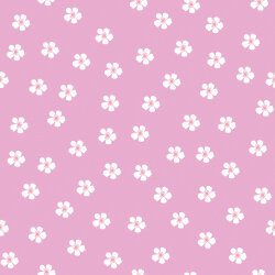 Baumwollpopeline weisse Blüten - hellpink