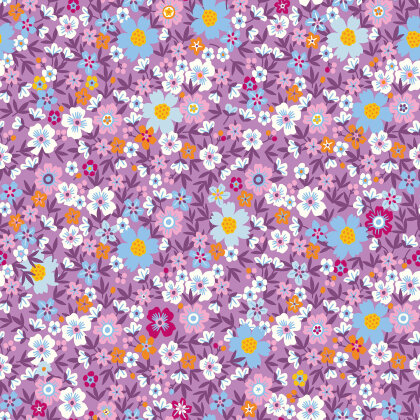 Baumwollpopeline buntes Blumenmeer - flieder