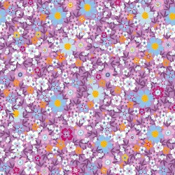 Baumwollpopeline buntes Blumenmeer - flieder