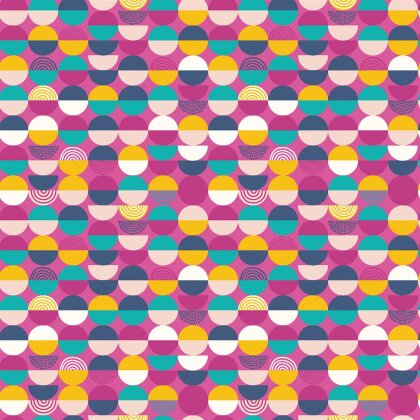 Baumwollpopeline bunte Kreise - pink