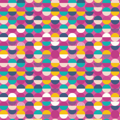 Baumwollpopeline bunte Kreise - pink