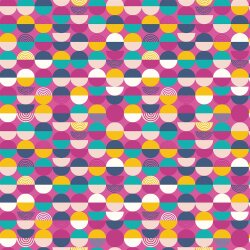 Baumwollpopeline bunte Kreise - pink