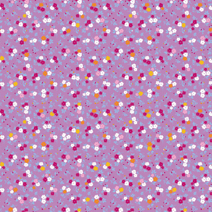 Baumwollpopeline kleiner Blumenstrauss - flieder