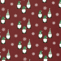 Baumwollpopeline Weihnachtsgnome - rot