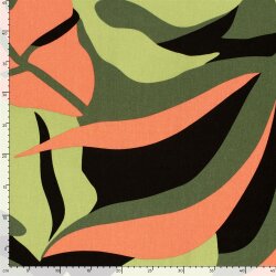 Viskose Leinen Blättermuster - kiwi