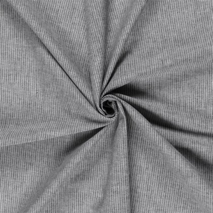 Leinen Chambray Mini Streifen Melange - schwarz
