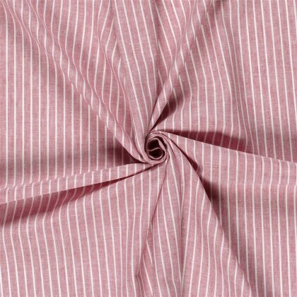 Leinen Chambray Streifen Melange - dunkelrot