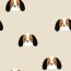 Baumwollflanell süße Hundeköpfe - hellbeige