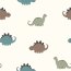 Baumwollflanell bunte Dinosaurier - creme