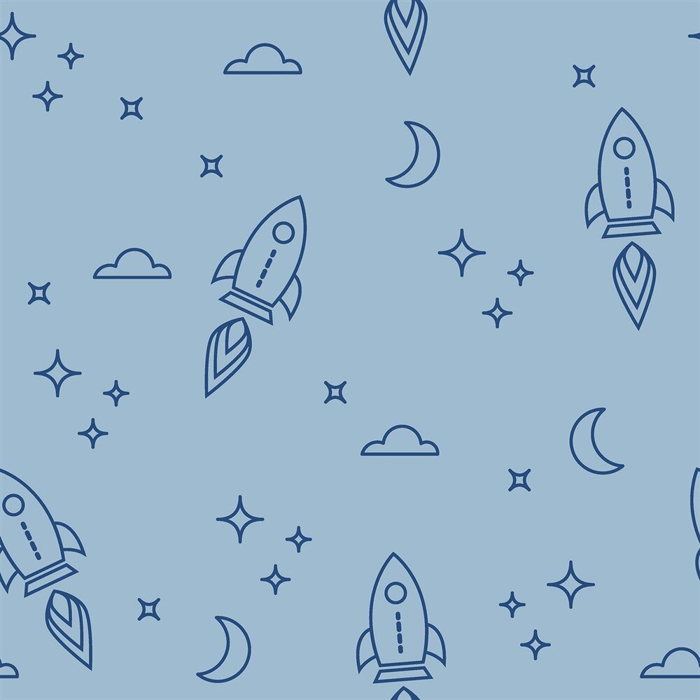 Baumwollflanell kleine Raketen - babyblau