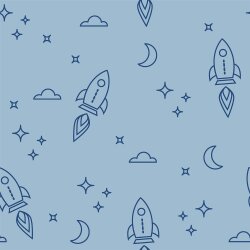 Baumwollflanell kleine Raketen - babyblau