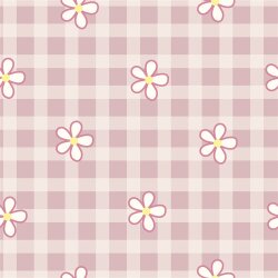 Baumwollflanell Blumen auf Karo - softrosa