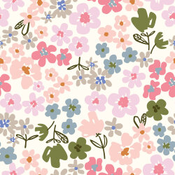 French Terry Digital bunter Blumenregen - creme