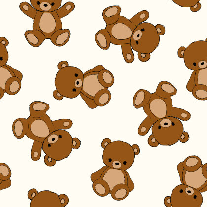 French Terry Digital Teddybären - wollweiß