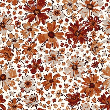 French Terry Digital Herbst Blumen - wollweiß - creme