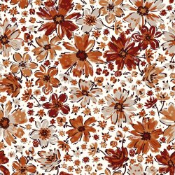French Terry Digital Herbst Blumen - wollweiß