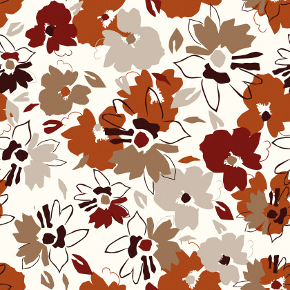 French Terry Digital Blumenkunst - wollweiß