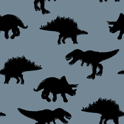 French Terry Digital Dinoschatten - schattenblau